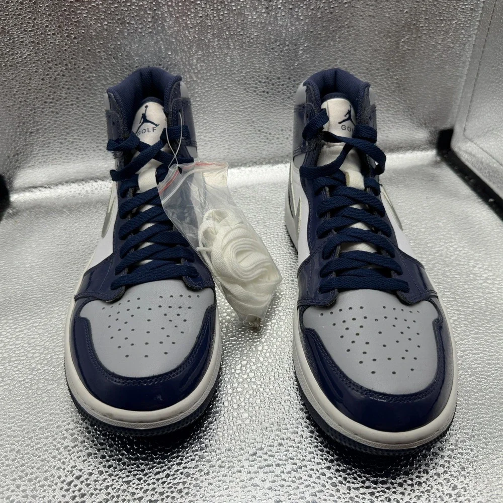 Size 9 Jordan 1 Retro High Silver Midnight Navy White Mens Shoes DQ0660-100